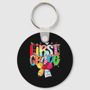 Preppy 1st Grade Dream Team Back To School Teacher Keychain