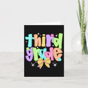 Preppy 3rd Grade Teacher Team Bow Back To School G Card