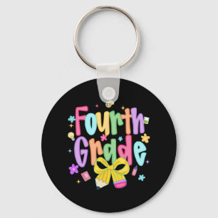 Preppy 4th Grade Back To School First Day Of Fourt Keychain