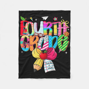 Preppy 4th Grade Dream Team Back To School Teacher Fleece Blanket