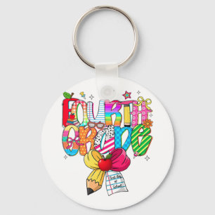 Preppy 4th Grade Dream Team Back To School Teacher Keychain