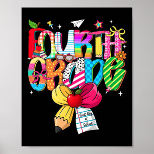 Preppy 4th Grade Dream Team Back To School Teacher Poster