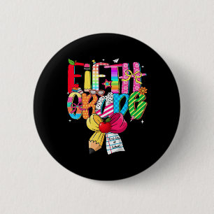 Preppy 5th Grade Dream Team Back To School Teacher 2 Inch Round Button