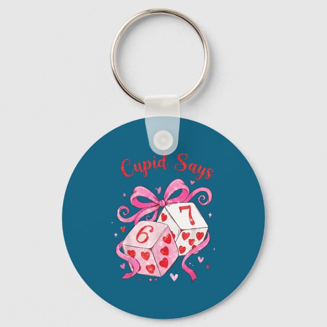 Preppy 67 Valentine Six Seven Dice 6 7 Men Women K Keychain (Front)
