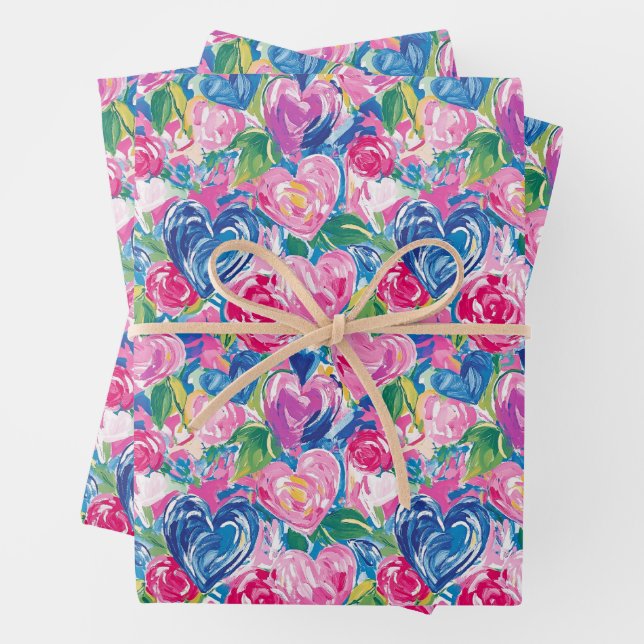 Preppy Abstract Hearts Wrapping Paper (In situ)