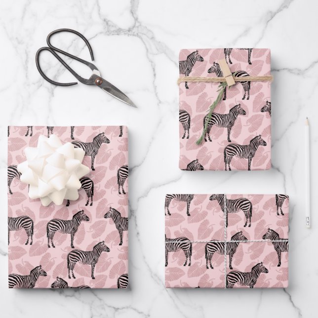 Preppy Aesthetic Pink Zebra Wrapping Paper Sheet (Front)