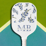 Preppy Aesthetic Retro Wildflowers Blue Monogram  Pickleball Paddle<br><div class="desc">Introducing our Preppy Wildflower Monogram Pickleball Paddle—an exquisite blend of sporting finesse and vintage charm, carefully crafted for your pickleball-loving girlfriend. This paddle isn't just an accessory; it's a heartfelt Christmas gift designed to elevate her game with a touch of preppy sophistication and a seamless pattern of soft blue florals....</div>