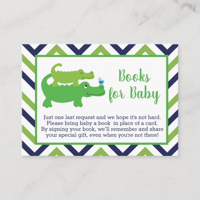 Préppy Alligator Baby shower Cartes de demande de  (Devant)