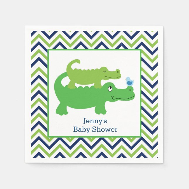 Preppy Alligator Chevron Stripe Napkin (Front)