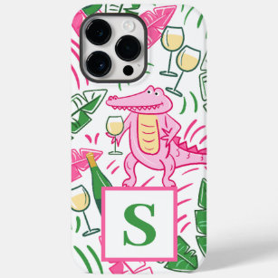 Preppy Alligator Wine Pink Green Monogram Case-Mate iPhone 14 Pro Max Case