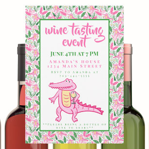 Preppy Alligator Wine Tasting  Invitation