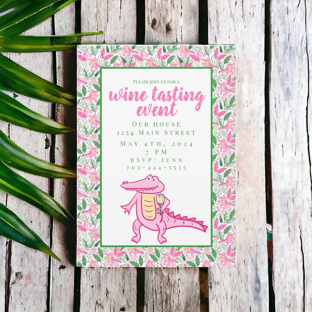 Preppy Alligator Wine Tasting  Invitation (Creator Uploaded)