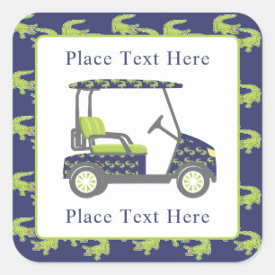 Preppy Alligators Golf Cart Square Sticker