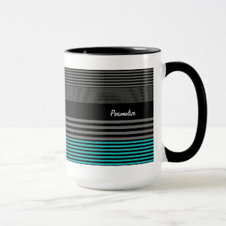 Preppy and Fresh Teal Stripes With Name Mug