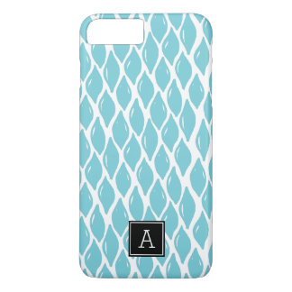 Preppy AQUA BLUE TEAL Black Monogram Personalized Case-Mate iPhone Case