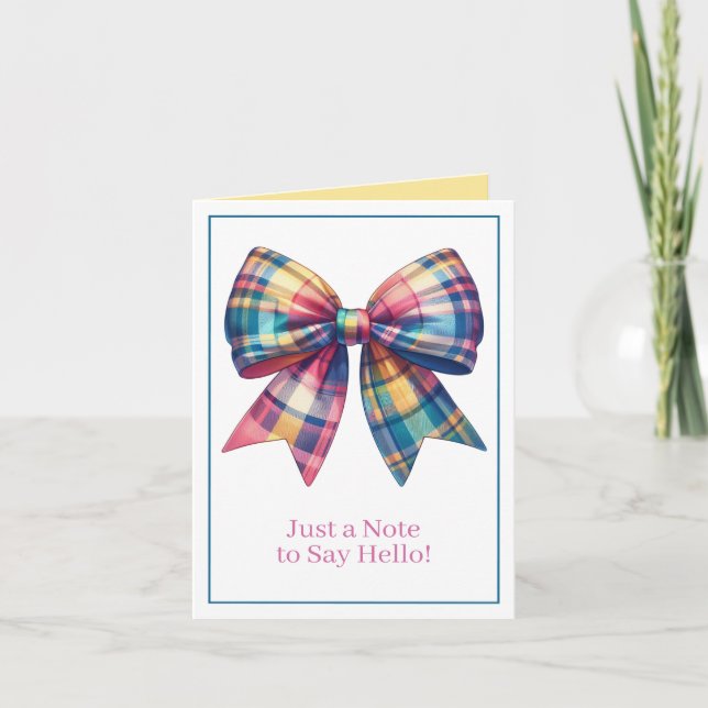 Preppy Aquarelle Plaid Bow Personnalisé (Devant)