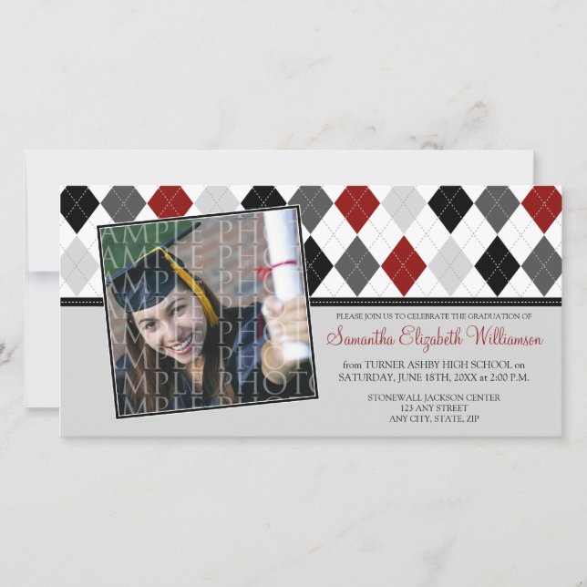 Preppy Argyle Custom Graduation Announcement :: 07 (Front)