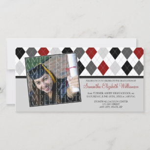 Preppy Argyle Custom Graduation Announcement :: 07