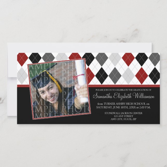Preppy Argyle Custom Graduation Announcement :: 08 (Front)