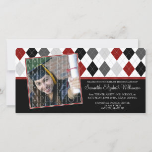 Preppy Argyle Custom Graduation Announcement :: 08