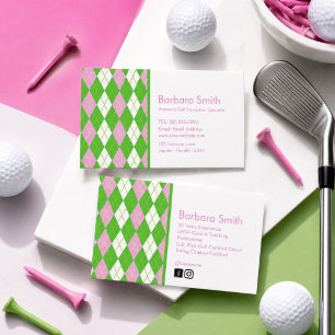 Preppy Argyle Golf Instructor Professional Business Card