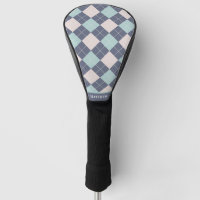Preppy Argyle Plaid Pink Turquoise Denim Blue