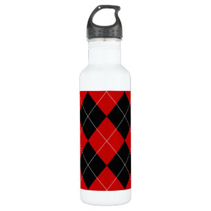 Preppy Argyle Tartan Diamond Plaid Red Black 710 Ml Water Bottle