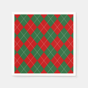 Preppy Argyle Tartan Diamond Plaid Red Green Napkin