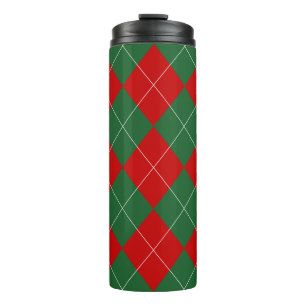 Preppy Argyle Tartan Diamond Plaid Red Green Thermal Tumbler