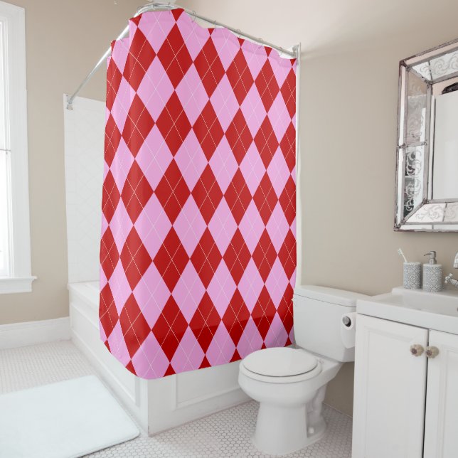 Preppy Argyle Tartan Diamond Plaid Red Pink (In Situ)