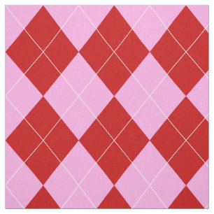 Preppy Argyle Tartan Diamond Plaid Red Pink Fabric