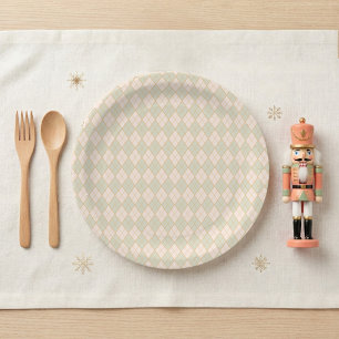 Preppy Argylle Christmas Holiday Party Paper Plate