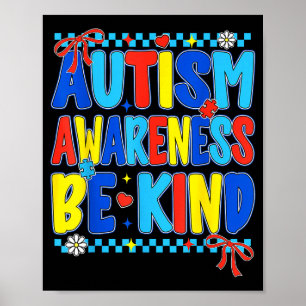 Preppy autism awareness be kind for teacher women poster