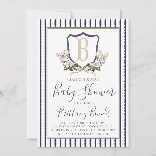 Preppy Baby Boy Cotton Shower Invitation (Front)