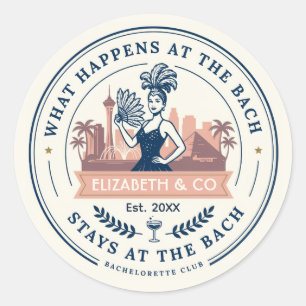 Preppy Bach Club Las Vegas Bachelorette Classic Round Sticker