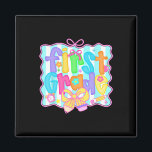 Preppy Back To School 1st Grade Coquette Bow Girls Magnet<br><div class="desc">Preppy Back To School 1st Grade Coquette Bow Girls Kids 6</div>