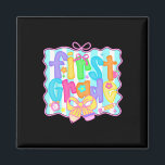 Preppy Back To School 1st Grade Coquette Bow Girls Magnet<br><div class="desc">Preppy Back To School 1st Grade Coquette Bow Girls Kids 6</div>