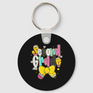 Preppy Back To School 2nd Grade Coquette Bow Girls Keychain