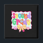 Preppy Back To School 2nd Grade Coquette Bow Girls Magnet<br><div class="desc">Preppy Back To School 2nd Grade Coquette Bow Girls Kids 5</div>
