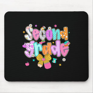 Preppy Back To School 2nd Grade Coquette Bow Girls Mouse Pad