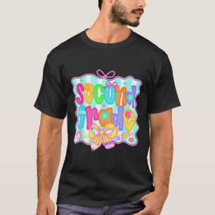 Preppy Back To School 2nd Grade Coquette Bow Girls T-Shirt