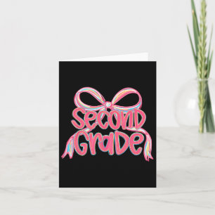 Preppy Back To School 2nd Grade Pink Coquette Bow Card