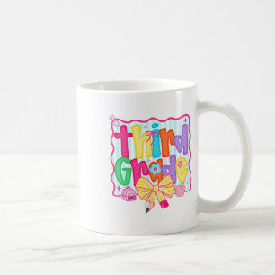Preppy Back To School 3rd Grade Coquette Bow Girls Coffee Mug