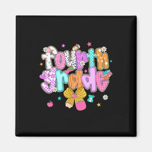 Preppy Back To School 4th Grade Coquette Bow Girls Magnet