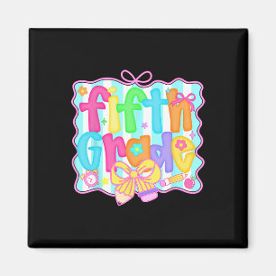 Preppy Back To School 5th Grade Coquette Bow Girls Magnet