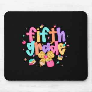 Preppy Back To School 5th Grade Coquette Bow Girls Mouse Pad