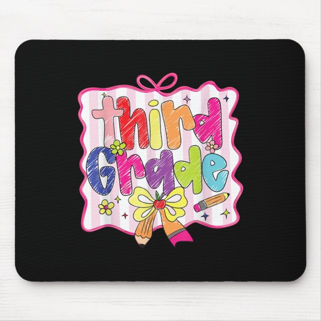 Preppy Back To School Coquette Third Grade Girly C Mouse Pad (Front)