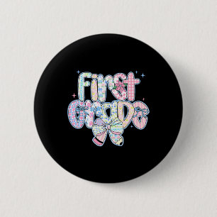 Preppy Back To School Floral 1st Grade Coquette Gi 2 Inch Round Button