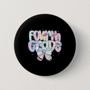 Preppy Back To School Floral 4th Grade Coquette Gi 2 Inch Round Button