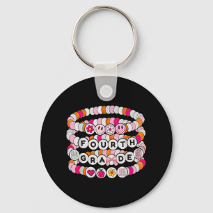 Preppy Back To School Fourth Grade Bracelet Teache Keychain